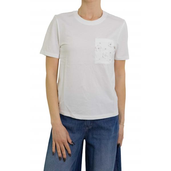 Maglia con tasca con fiori brillantinati Only